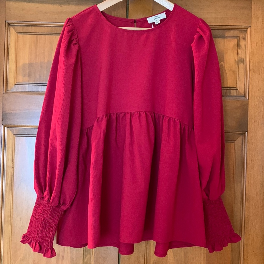 Red long sleeve babydoll top